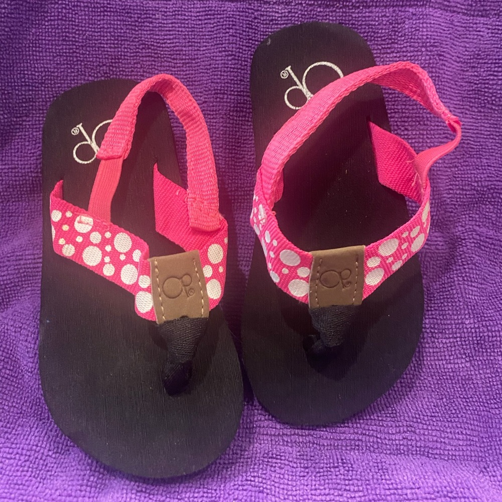 Pink and black OP sandals